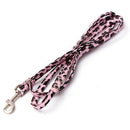 Leopard-pink leather leash for small dog cat pet 1cmX120cm