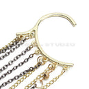 Gothic Punk Rock Spike Long Dangle Chain Tassel Ear Bone Cuff Wrap Clip E CSE