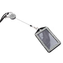 Rhinestones Lanyard with Retractable Reel Vertical ID Badge Holder White