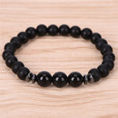 Black Tourmaline Matte Agate Stone Protection Yoga Beaded Stretch Bracelet 3C