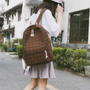 New Fashion Women'S Backpack College Wind Student Girl Bag Travel Plaid Sty