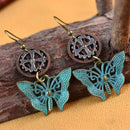 Women Steampunk Gear Earrings Butterfly Drop Ear Hook Punk Ethnic Jewelry