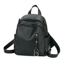 Solid Color Travel Backpacks PU Leather Women Small Shoulder School Bags
