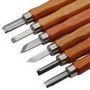 12pcs Wooden Handle Wood Carving Cutting Tool Fruit Food Engraving Chisels