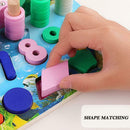 Wooden Math Fishing Game Kids Montessori Count Shape Match Educational Toys