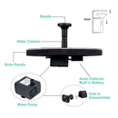 Bird Bath Fountain Solar Powered Water Pump Floating Pond Pool Garden L6A4