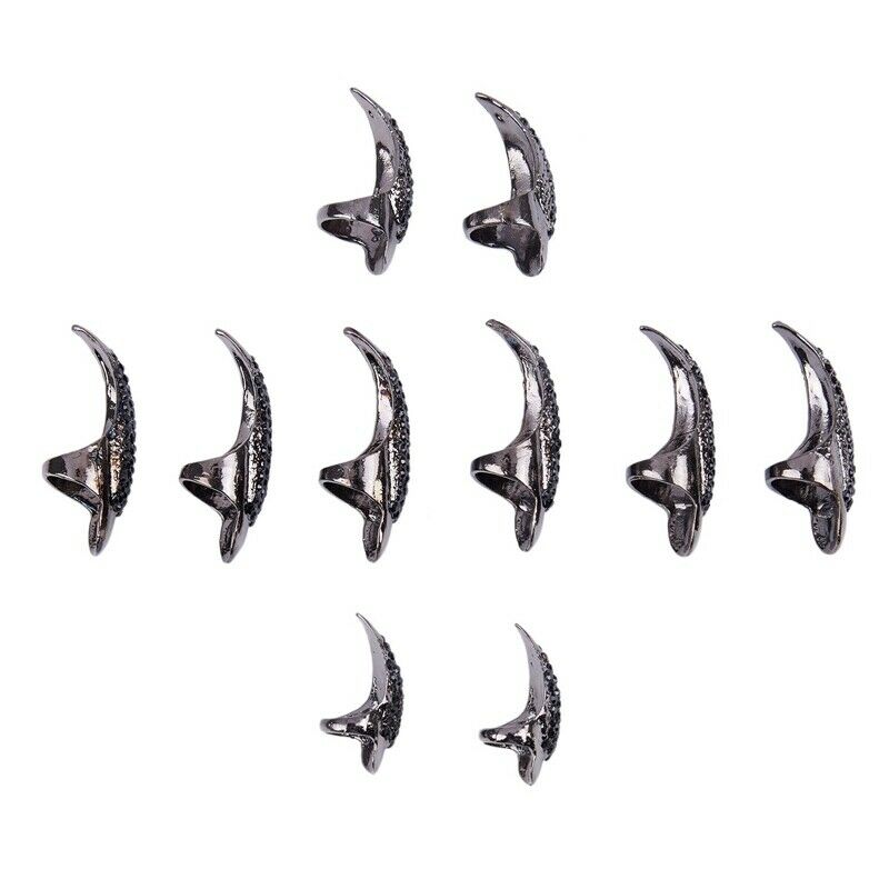 10Pcs/Set Diy Jewelry Punk Style Paved Paw Bend Fingertip Finger Claw Ring  H8E4