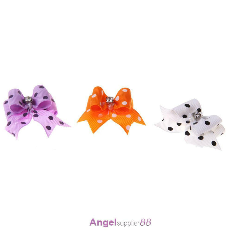10pcs Pet Cat Dog Small Puppy Pet Dog Rhinestone Hairpin Hair Bow Rubber