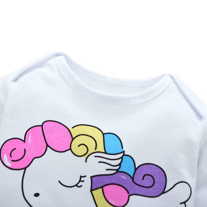 Autumn Long Sleeve Cute Baby Rompers Cotton Jumpsuit (Pink Horse 0-6M) A