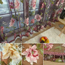 200x100cm Flower Beads Tulle Voile Window Curtain Drape Panels Valance Sheer