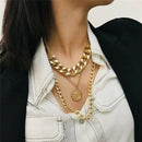 Punk Cuban Choker Necklace Exaggerated Thick Chain Fashion Queen Pendant Ne T7E5