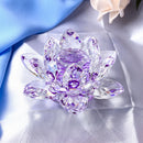 Crystal Lotus Flower Crafts Paperweights Buddhist Feng Shui Ornaments Purple