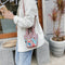 Mini Leather Shoulder Bag Women Graffiti Totes Messenger Handbag (Pink)