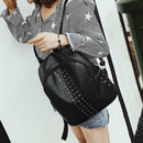 Punk Women Rivets PU Leather Zipper Backpack Teen Girls Casual Shoulder Bag A