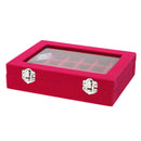 Velvet Glass Jewelry Earring Display Box Tray Holder Storage Box Organizer