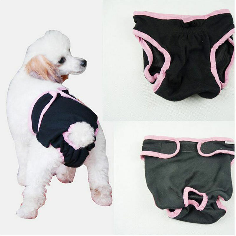 2 Pcs Female Dog Diapers Sanitary Pantie Pant Reusable Dog Diapers Wrap L/XL