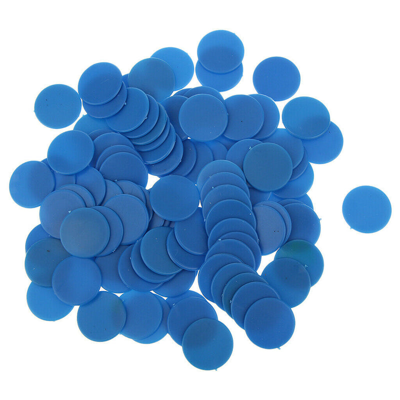 100Pcs 18mm New Plastic Counters Poker Chips Blue for Casino Club Gambling