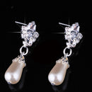 Fashion Wedding Faux Pearls Rhinestone Necklace Water Drop Earring Jewelry Se Gw