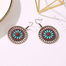 National style earrings  round hollowed Drop earrings bohemian retro flower