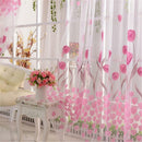 200x250cm Pink Tulip Print Window Halfshading Curtain Sheer Partition Screen