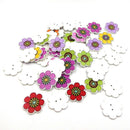 50Pc Cartoon Sunflower Wood Sewing Buttons for Card Making Scrapbooking 25mm