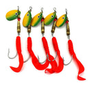 5x/Set Spinner Fishing Baits Metal Golden Red Spoon Lures Fishing Hook 10.5cm 3C