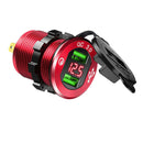Quick Charge Car Charger Socket QC3.0 Socket LED Voltmeter Boat Red