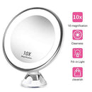 10X Magnifying Makeup Vanity Mirror Portable with LED Light Suction Cup 360 B8N1