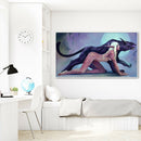 Diamond Painting Girl Black Panther Full Round Drill Wall Picture 50x30cm