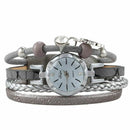 Duoya Brand Women Fashion Bracelet Watch Leather Strap Wristwatch Diamond O