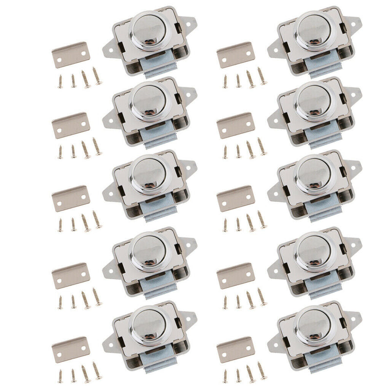 10pcs Push Button Drawer Cupboard Catch Lock Latch for Trailer RV Boat New