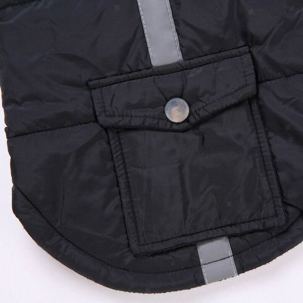 Pet Dog Cat Vest Jacket Winter Warm Windproof Costume Coat Black