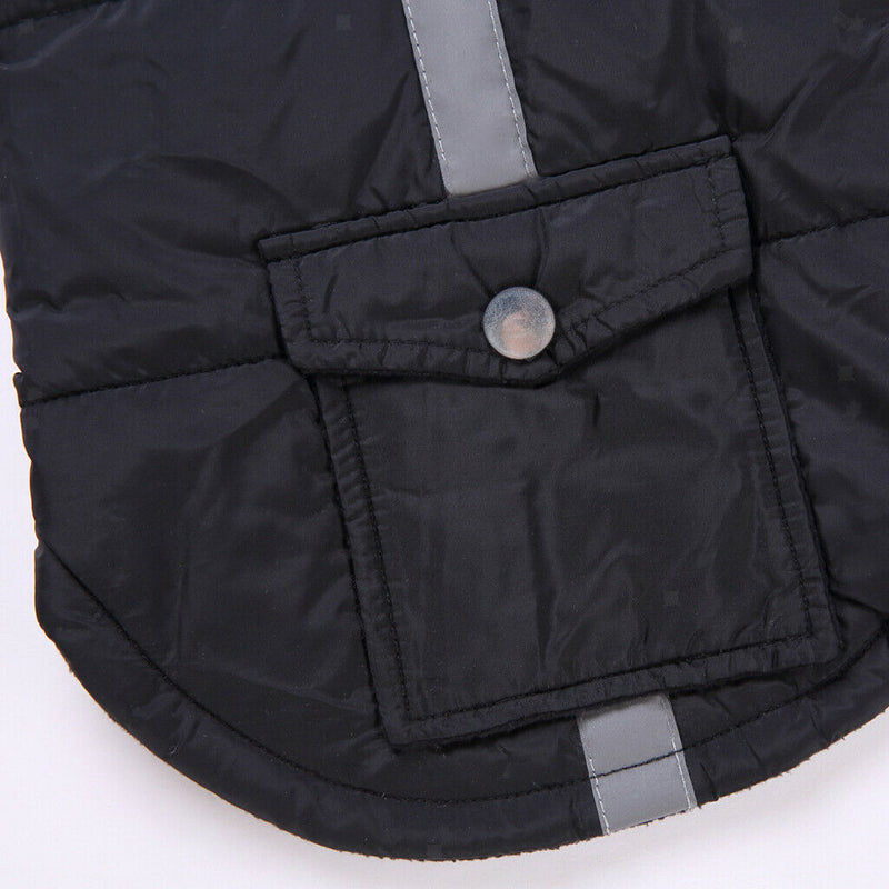 Pet Dog Cat Vest Jacket Winter Warm Windproof Costume Coat Black