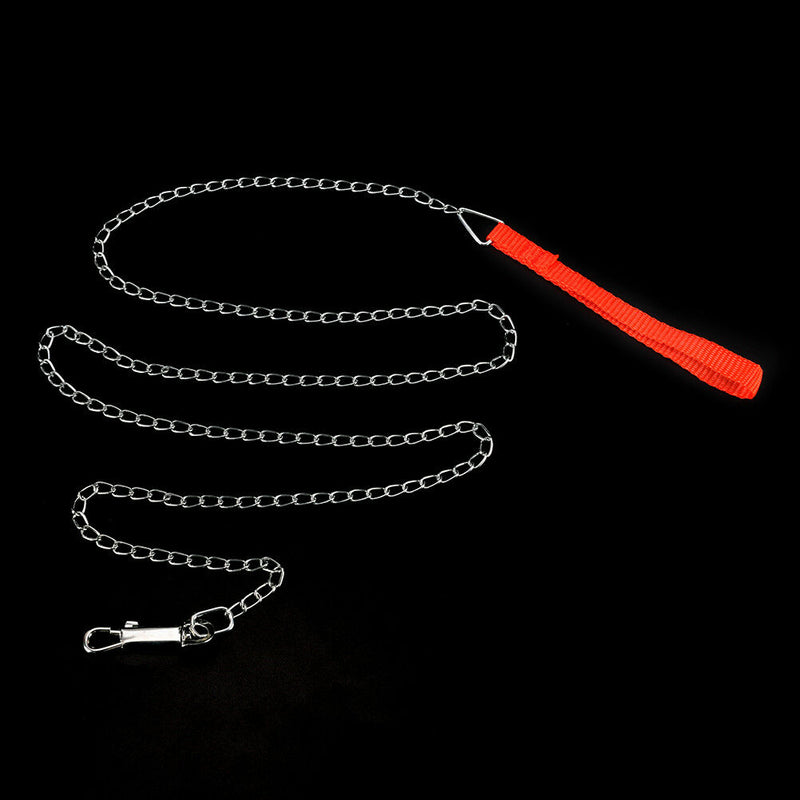 heavy duty metal chain dog puppy walking lead leash clip with red nylon handle U