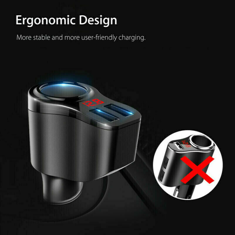 Multi Car Smoke Socket 2 Way Lighter Splitter Charger Power Adapter Dual USB Ew