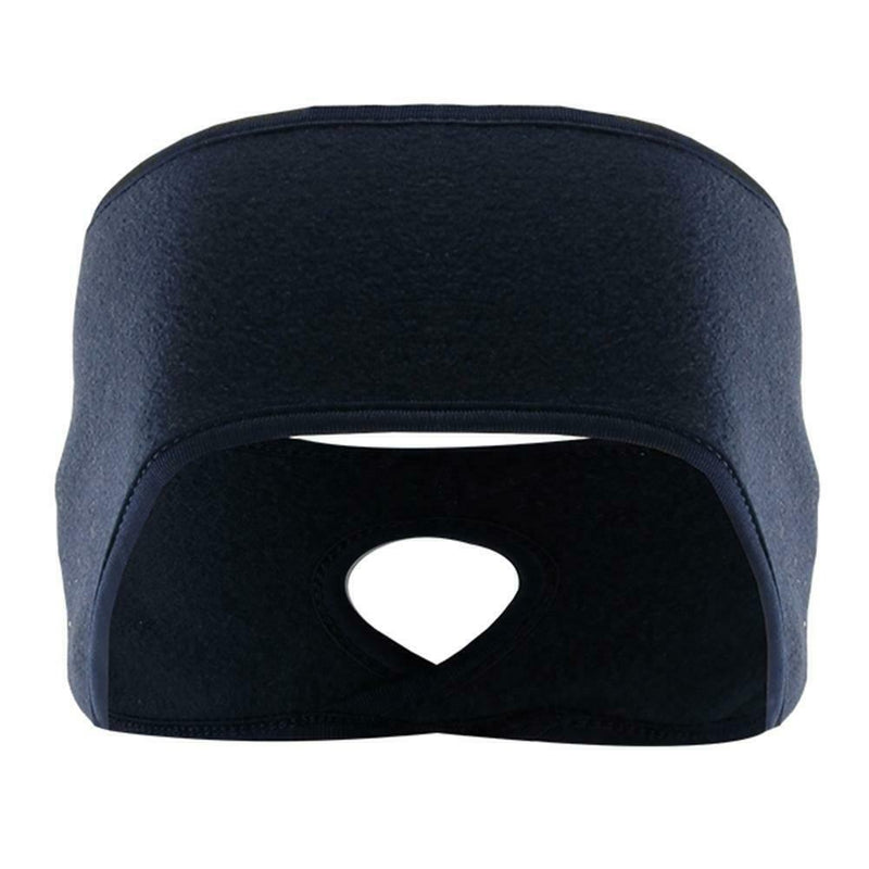 Outdoor Fleece Ponytail Headband Yoga Running Fitness Sweatband (Navy Blue) A