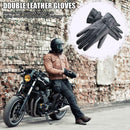 Leather Motorcycle Riding Fleece Gloves Touch Screen Men Thickened Gloves