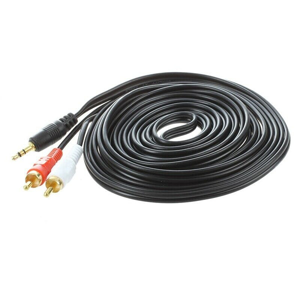 4.7M 3.5mm Male to 2 RCA Male Jack Audio Video AV Cable Black D3I7