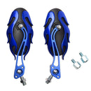 Pair Motorcycle Universal CNC Blue Handlebar 10mm/8mm Rear View Side Mirror