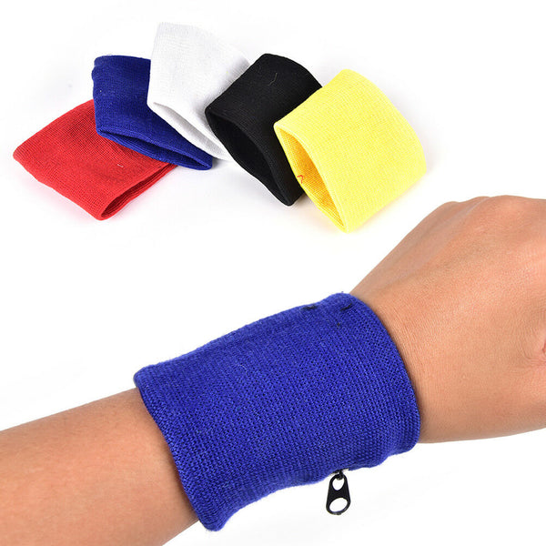 1x Wrist Sweatband Athletic Sports Wristband Armband Wallet Zipper Pocket   Z