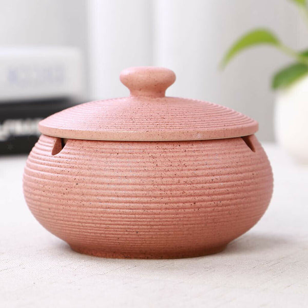 2pcs Ceramic Ashtray With Lid & Water Tank Windproof Ash Holder For Smoker