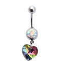 316L Medical Steel Colorful Rhinestone Heart Pendant Navel Belly Button Rin H7C8