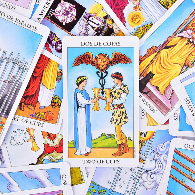 Spanish English version Rider Wait Tarot deck divination fate playing cardsS Ew