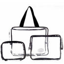 Hot 3pcs Clear Cosmetic Toiletry PVC Travel Wash Makeup Bag  Black A