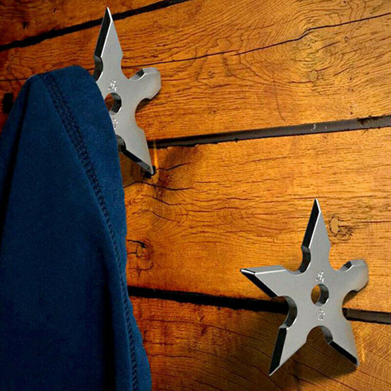 Coat Hooks Ninja Star Shape Stainless Steel Creative Wall Door Hook Clothes E1G7