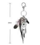 Boho Keyring Feather Dream Catcher Keychain Hollow Leaves Pendant Charm Flo Q5R3