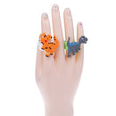 6Pcs Environmental dinosaur ring female PVC ring children's cartoon -3C