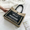 Women Linen Tote Casual Shoulder Bags Fashion Lady Print Handbags (Black L) A