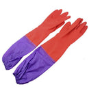 Elastic Purple needle 18.9" Length Red Full Finger Rubber Gloves