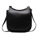 Solid Color Shoulder Handbags Leather Women Big Flap Crossbody Bags (Black)